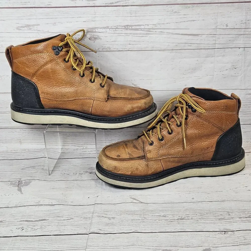 Duluth Trading Co. Wedgestone Spike Men's Brown Leather Boots US 10M Vibram ASTM